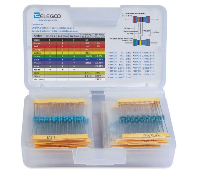 Austor 1800 Pieces 72 Values 5% Carbon Film Resistors Assortment Kit 0 Ohm-1M O 