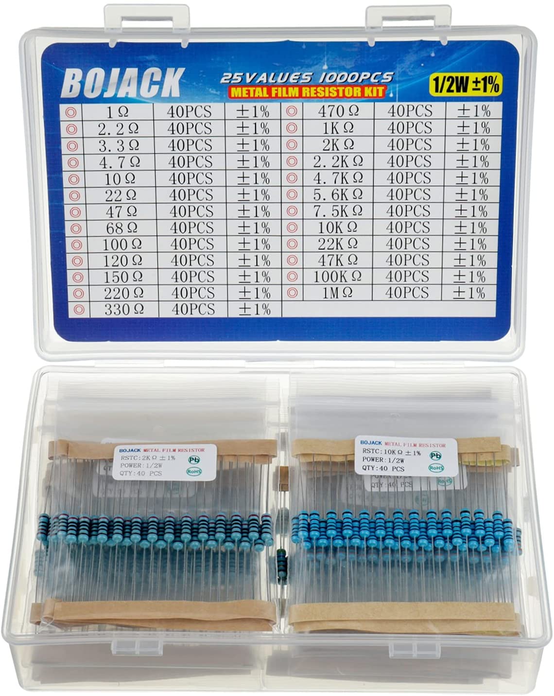 8000pcs Metal Film Resistor Assortment Kit Set 20 Kinds Value 